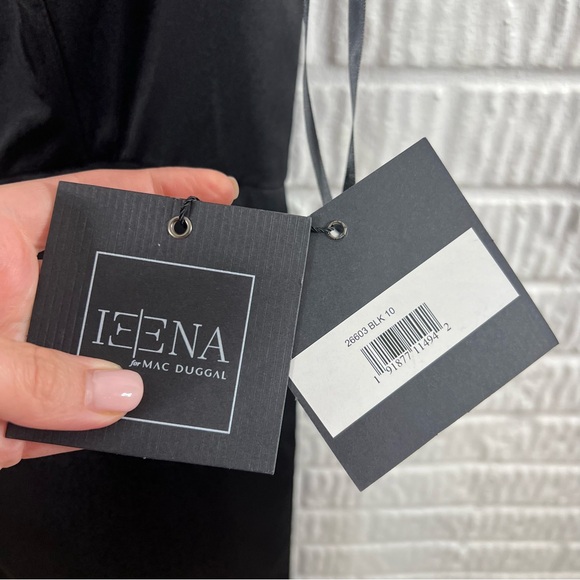 Mac Duggal Womens 26603 Black Satin Faux Tuxedo Flared Leg Jumpsuit NWT Size 10 - Picture 5 of 10